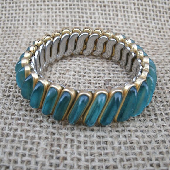 Antique D.F. Briggs Co. Glass Stone Expandable Bracelet